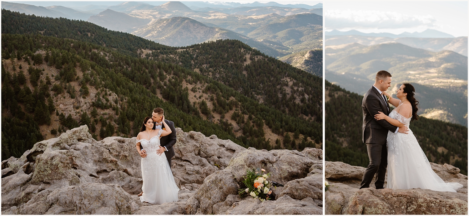 Lost Gulch elopement with bride and groom at sunset
