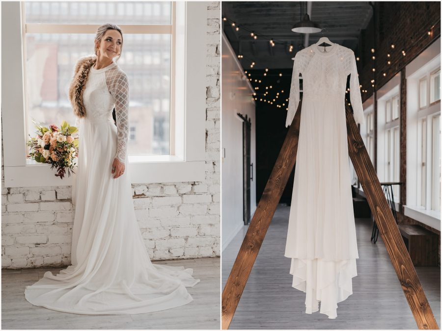 Winter store elopement dress