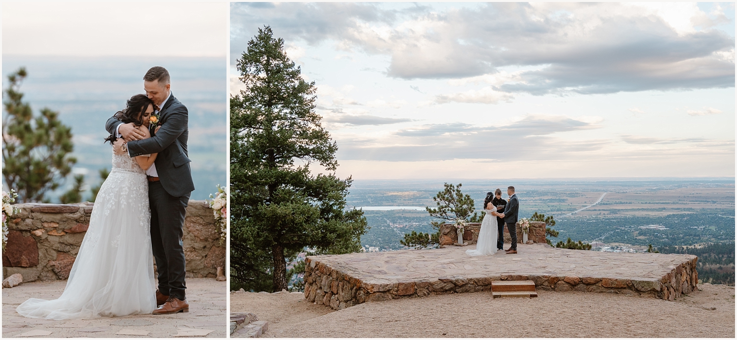 Bride and groom eloping at Sunrise Amphitheatre near Boulder