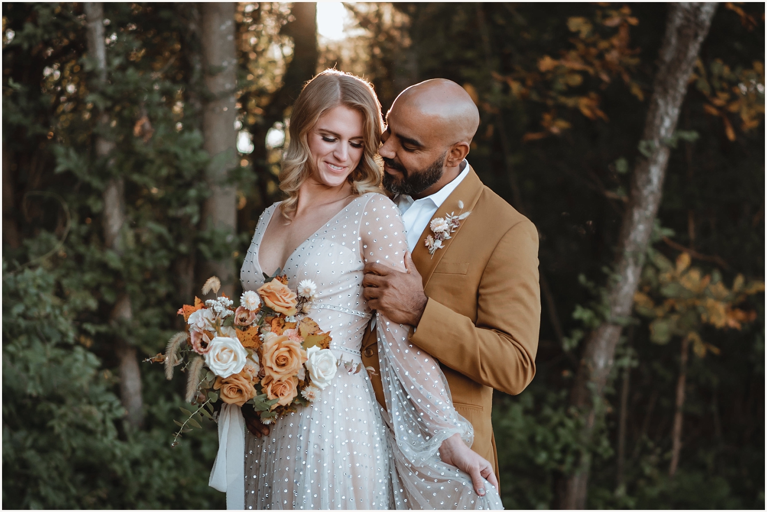 bride and groom elope in forest at crested butte