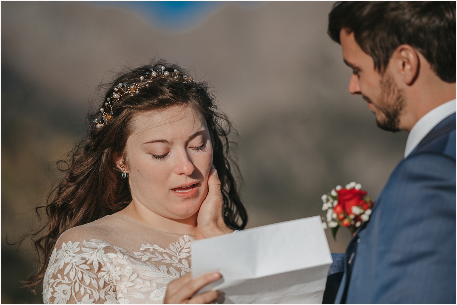 Couple read love letters to each other on elopement day