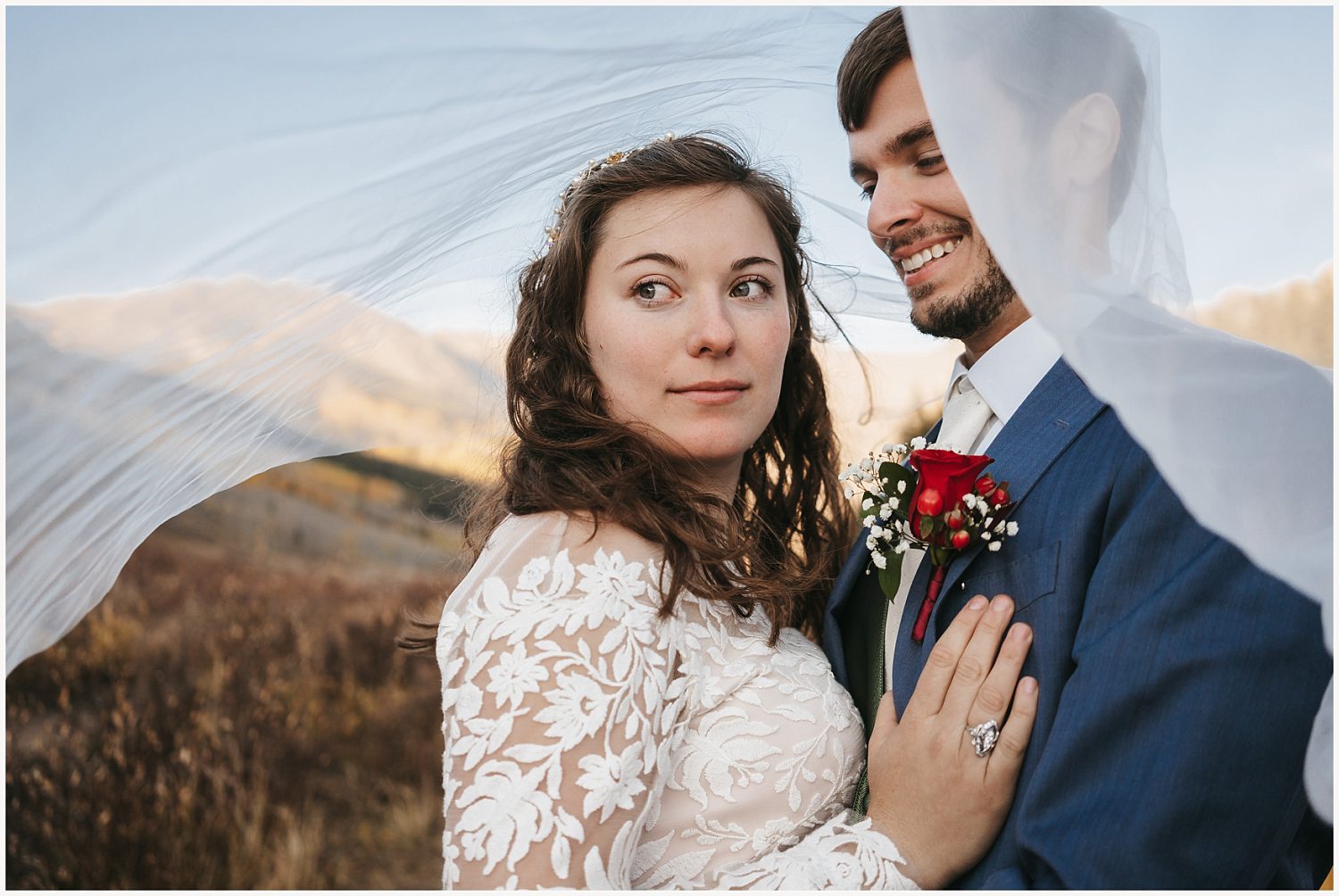 Couple relaxing in nature after their buena vista elopement