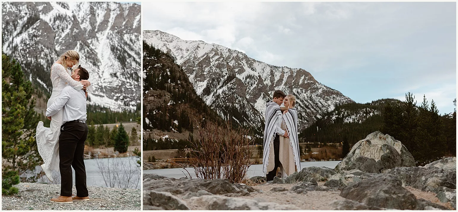 A bride and groom explore the ins and outs of Breckenridge during their adventure elopement in Colorado.