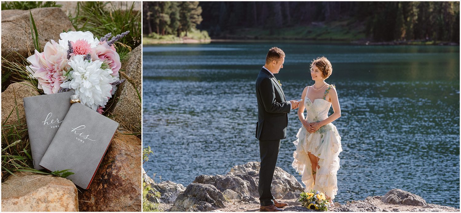 Officiant-less elopement: Couple holding hands in a beautiful outdoor setting