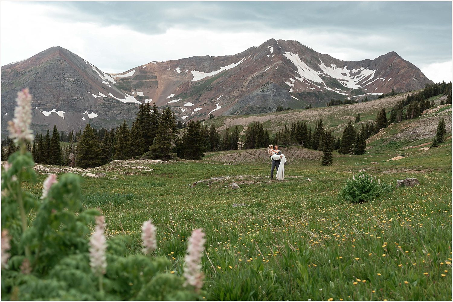 First dance in a forest clearing as part of their intimate elopement celebration.