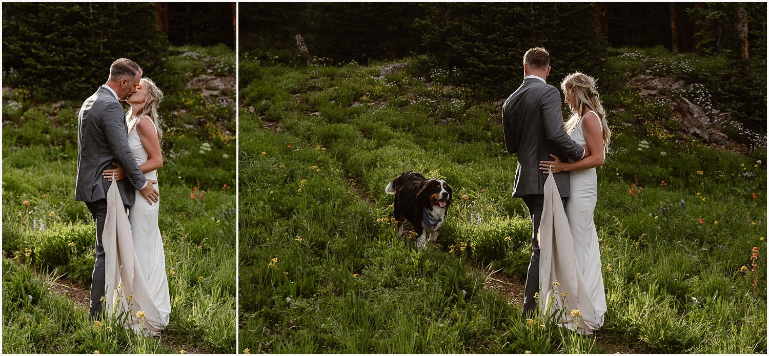 Bride and groom exploring nature as part of their adventure elopement planning.