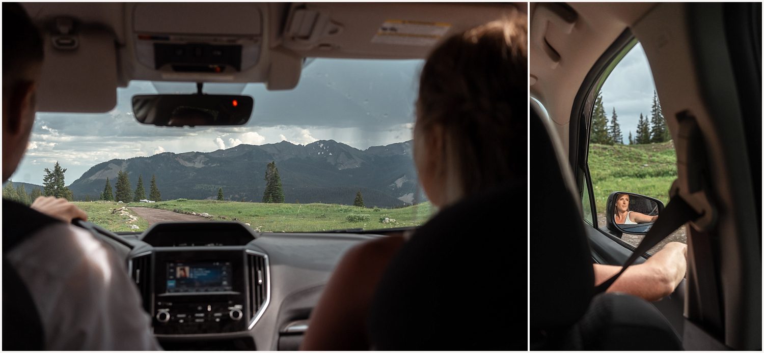 Adventure elopement couple enjoying a scenic overlook during their off-roading elopement planning.