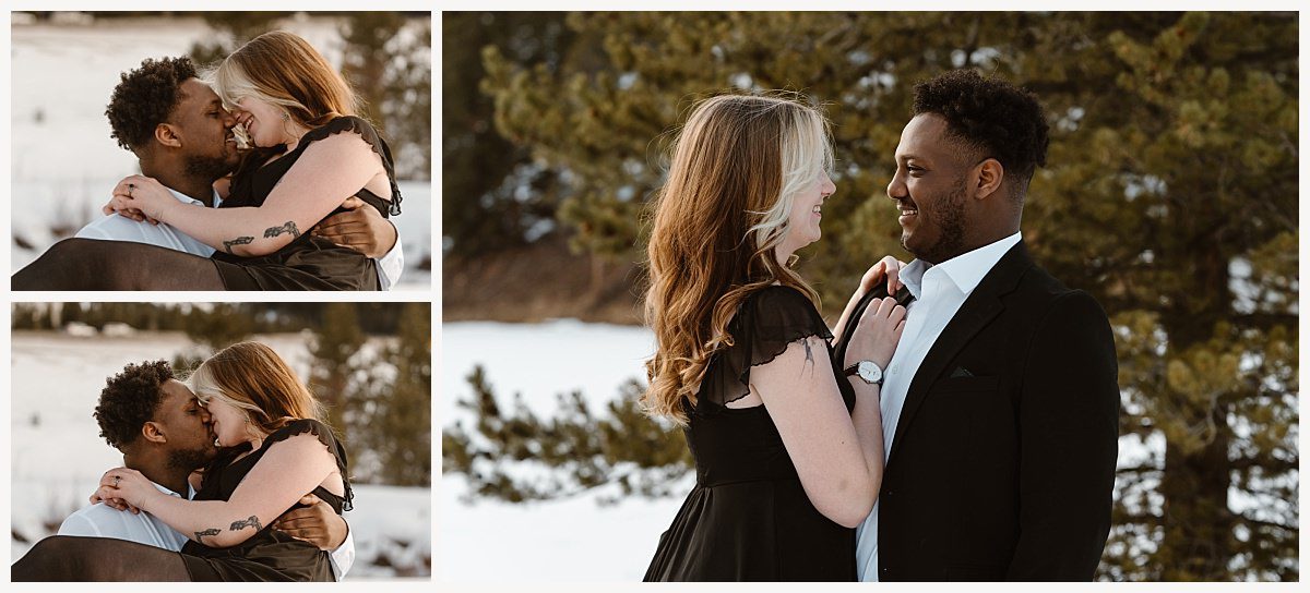 Sunlit mountains and frozen lake at Breckenridge proposal.